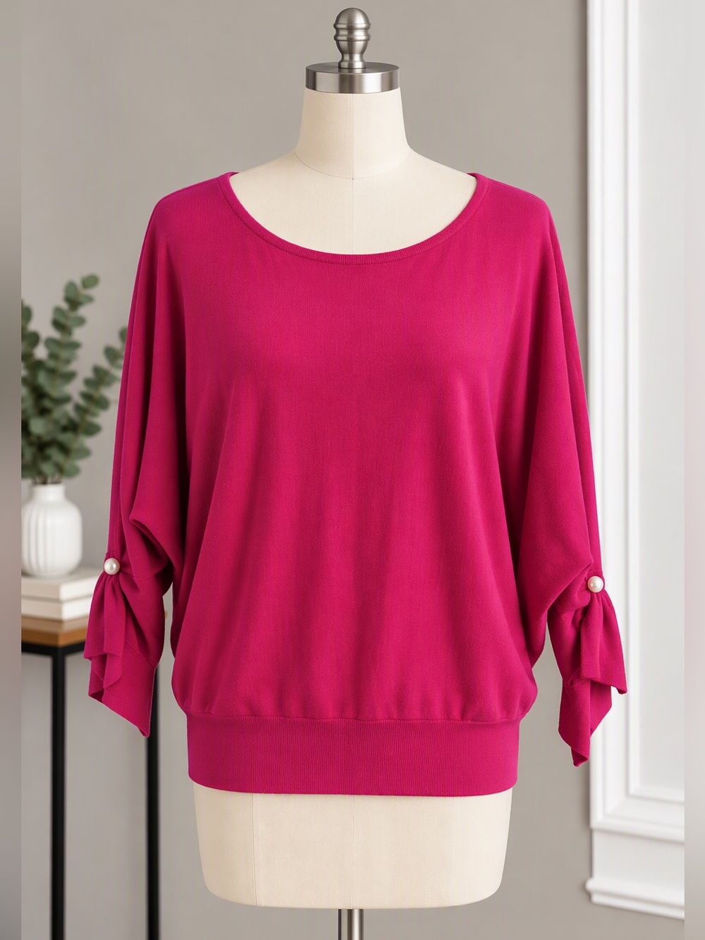 New York & Company 7th Avenue Fuchsia Dolman Sleeve Sweater Size Large